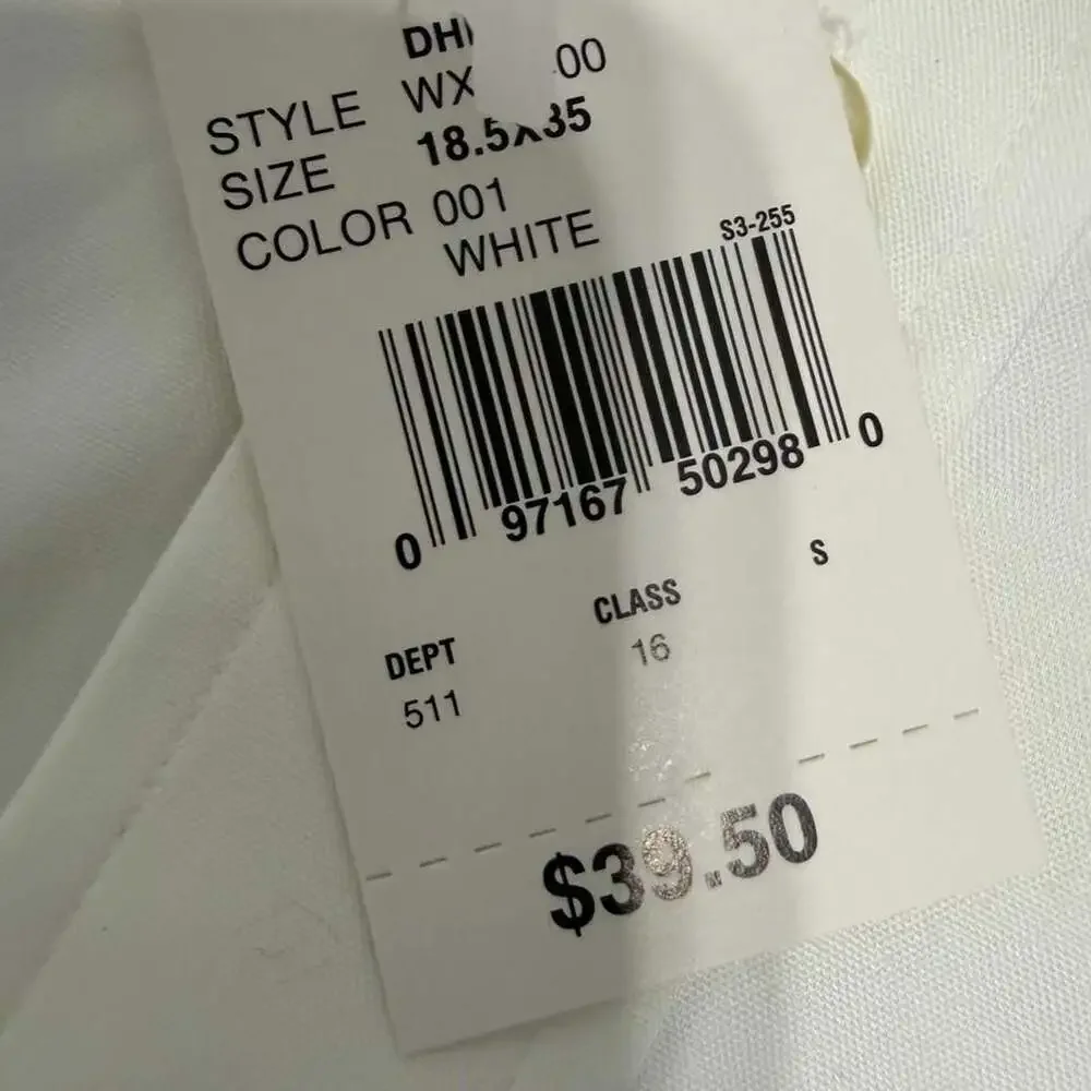 Woodward Pinpoint Oxford Regular Fit Dress Shirt White 18.5x35 NWT